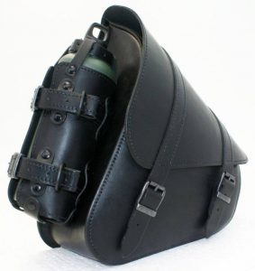 Softail Leder-Seitentasche mit Flaschenhalter / Hinterradschwingen-Ledertasche mit Flaschenhalter - Holdfast
