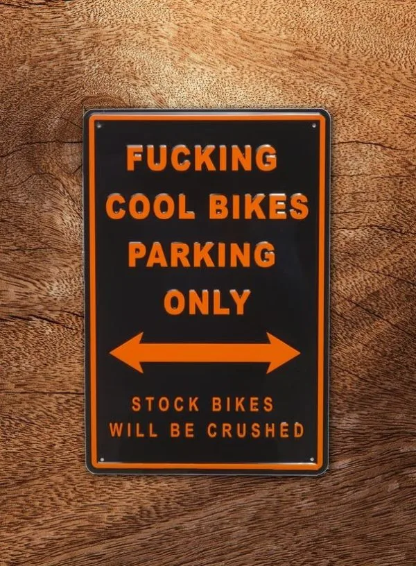 Parking Garage Plate "Fucking Cool Bikes Parking only"