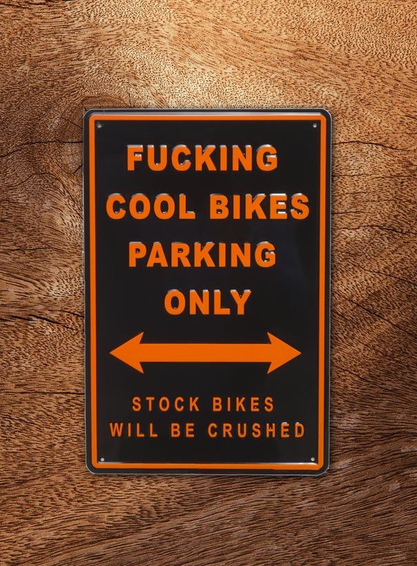 Plaque Parking Garage "Fucking Cool Bikes Parking only"