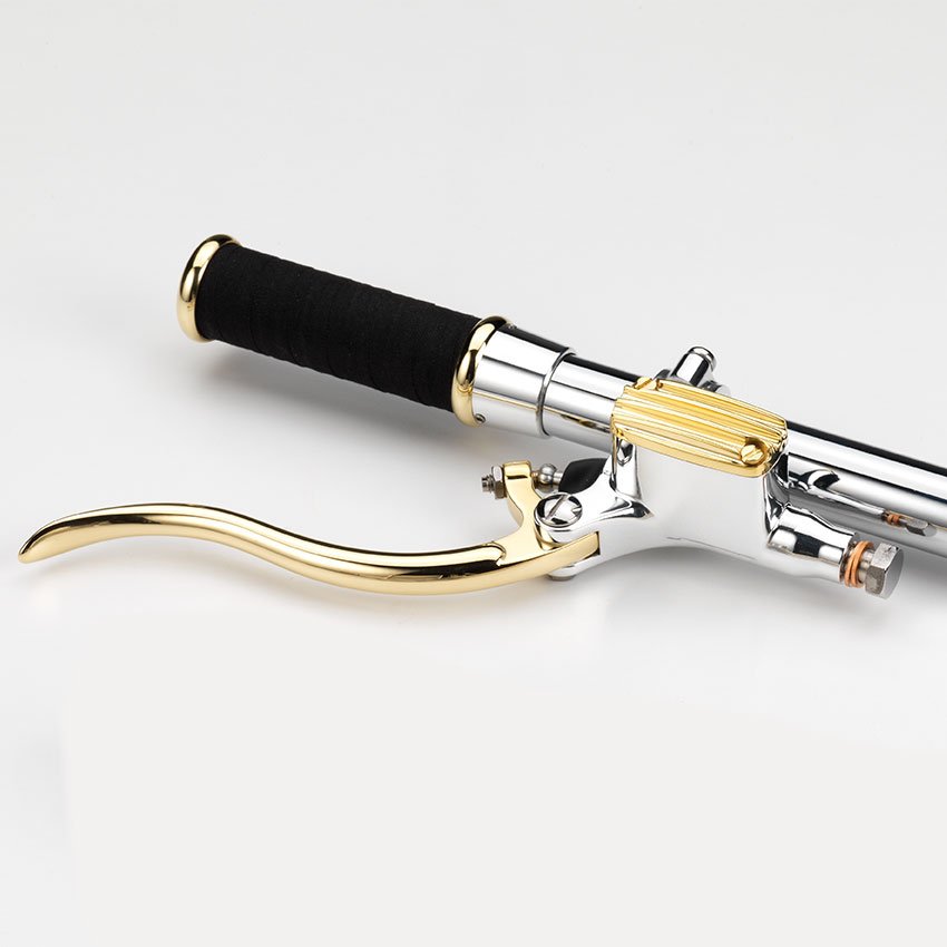 DELUXE LINE BRAKE MASTER CYLINDER 12mm (15/32”) ALUMINUM & BRASS (polish)