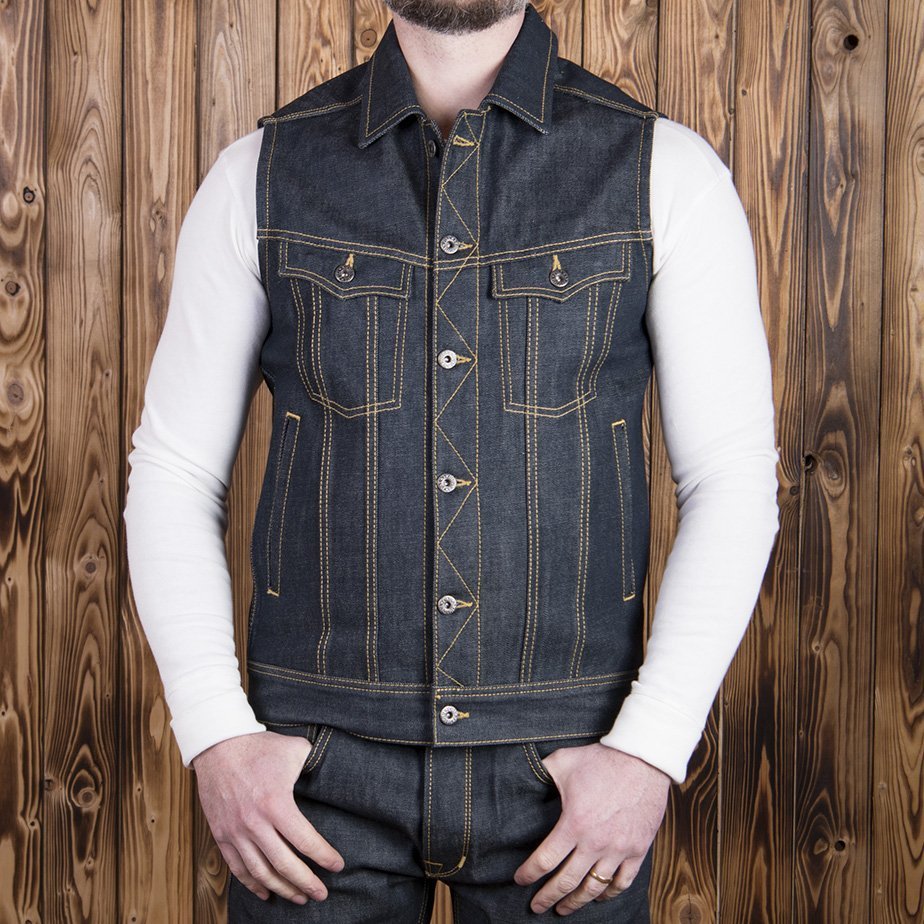 Cut Denim Biker 1963 Roamer Vest 11oz metal - Holdfast