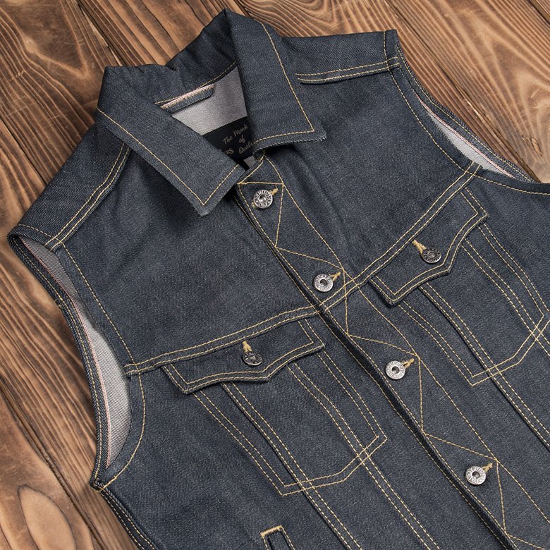 Cut Denim Biker 1963 Roamer Vest 11oz metal - Vue 2 - Holdfast
