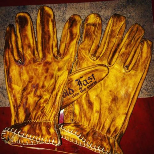 Gants cuir bronze 1936 Motostuka-Hold Fast - poignet - Holdfast