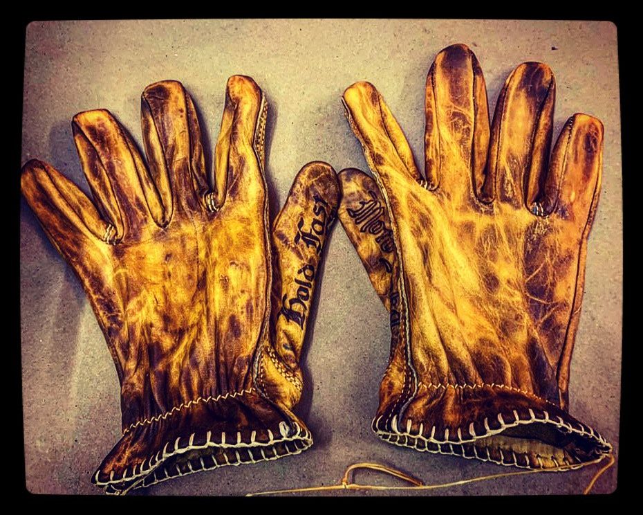 Gants cuir bronze 1936 Hold Fast Motostuka - etiquette - Holdfast