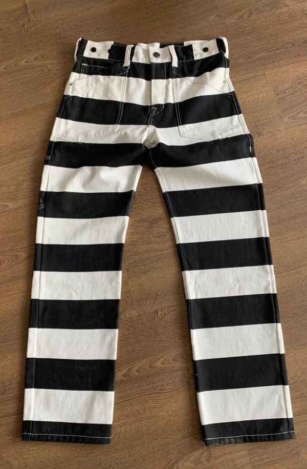 Pantalon Slim Cimarron Noir Rayé - Taille Basse, Coton épais - Taille W30 (38) - Neuf Avec étiquettes