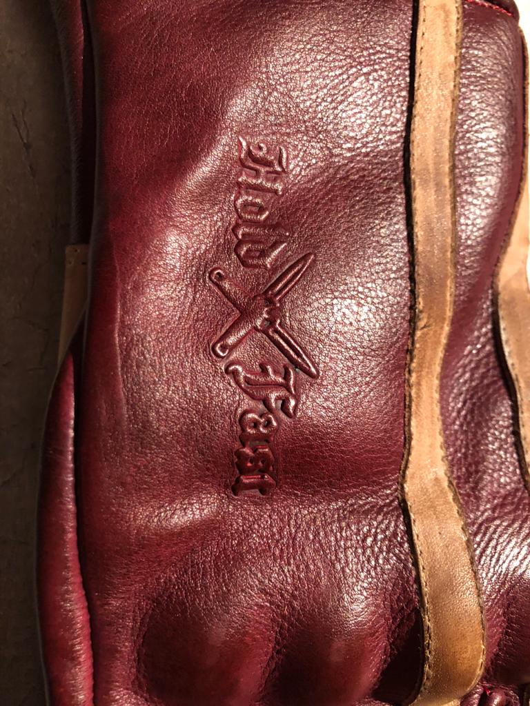 Gants Cuir Moto Rouge Racing Vintage Hold Fast - vue laterale - Holdfast