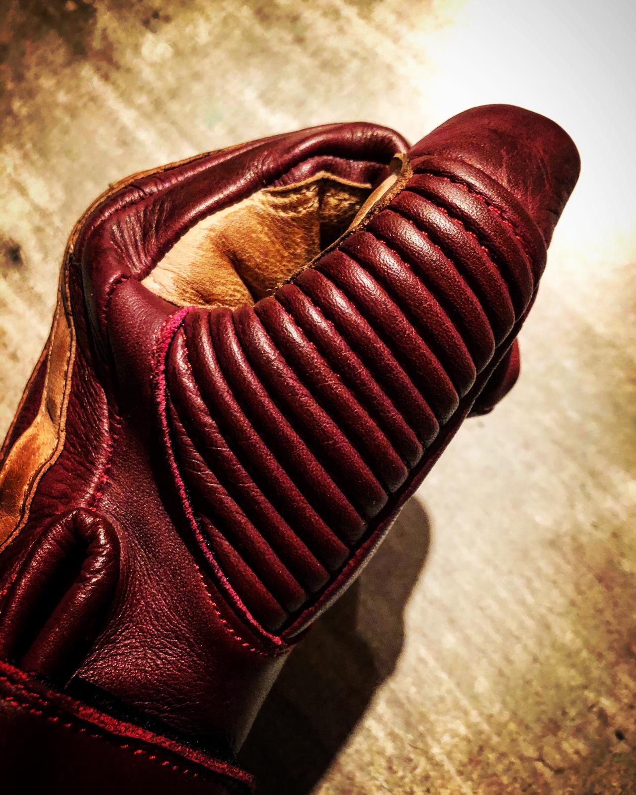 Gants Cuir Moto Rouge Racing Vintage Hold Fast - paume - Holdfast