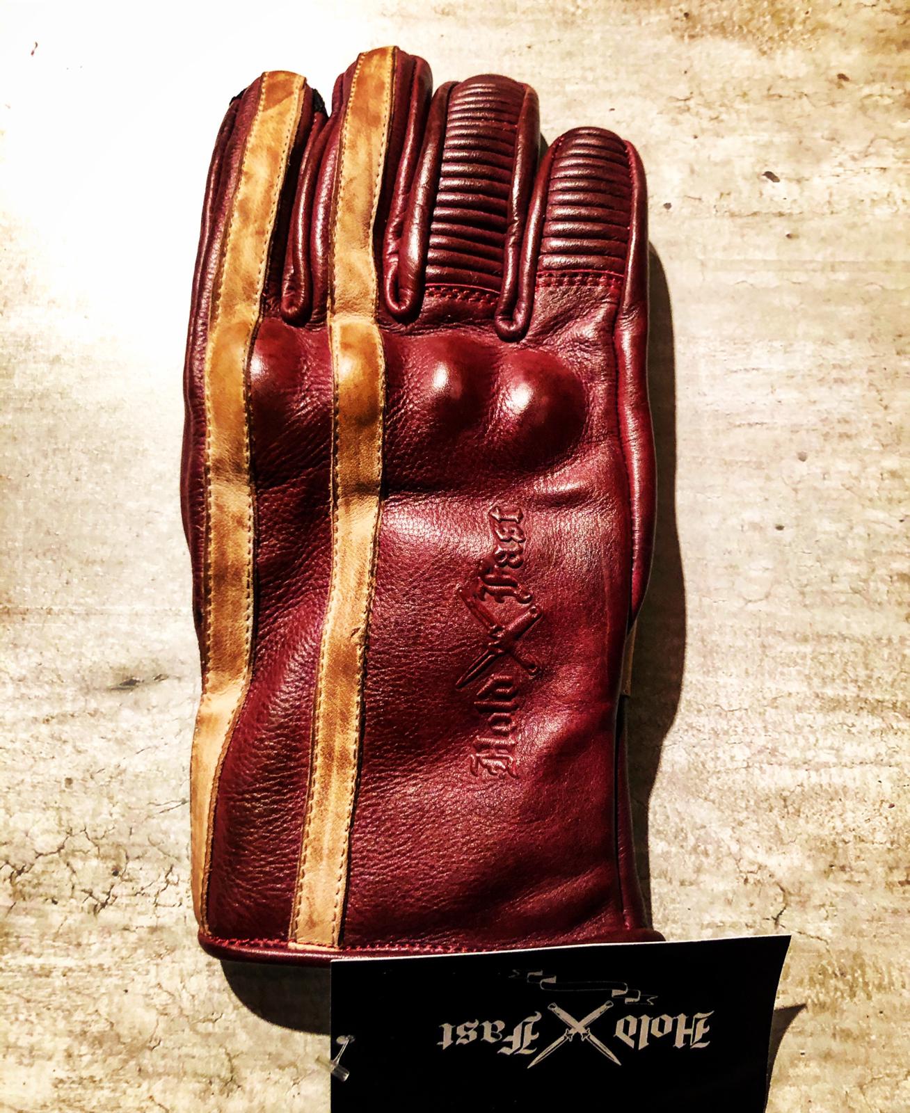 Gants Cuir Moto Rouge Racing Vintage Hold Fast - interieur - Holdfast