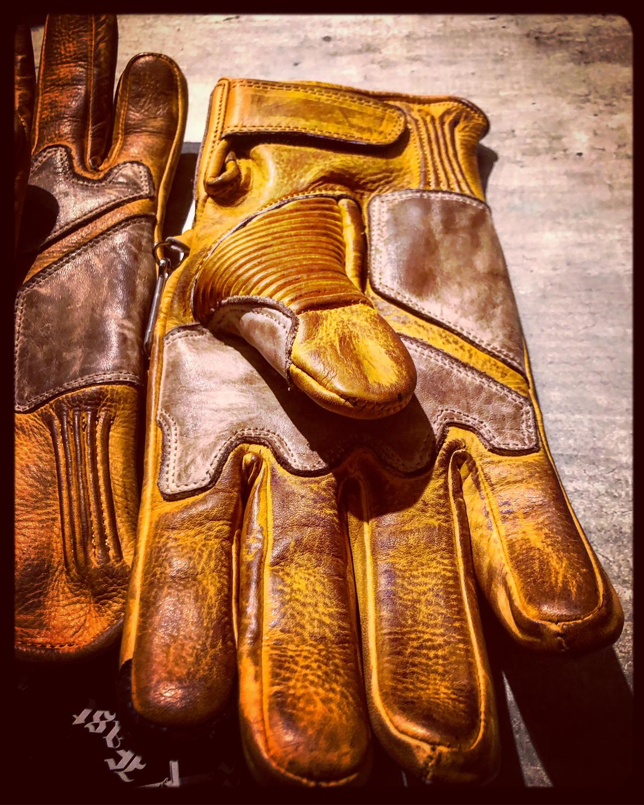 Guantes-cuero-moto-le mans-1971-vintage-Holdfast-dedos