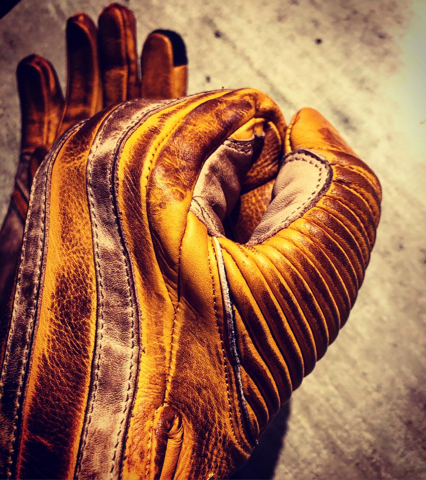Guantes de moto de cuero amarillo Le Mans vintage de 1971 - Sujeción firme - Puño firme - Sujeción firme