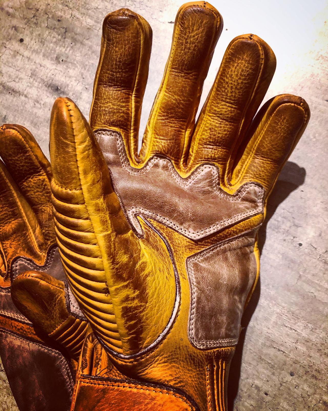 Guantes-cuero-moto-le mans-1971-vintage-Holdfast-palma-mano