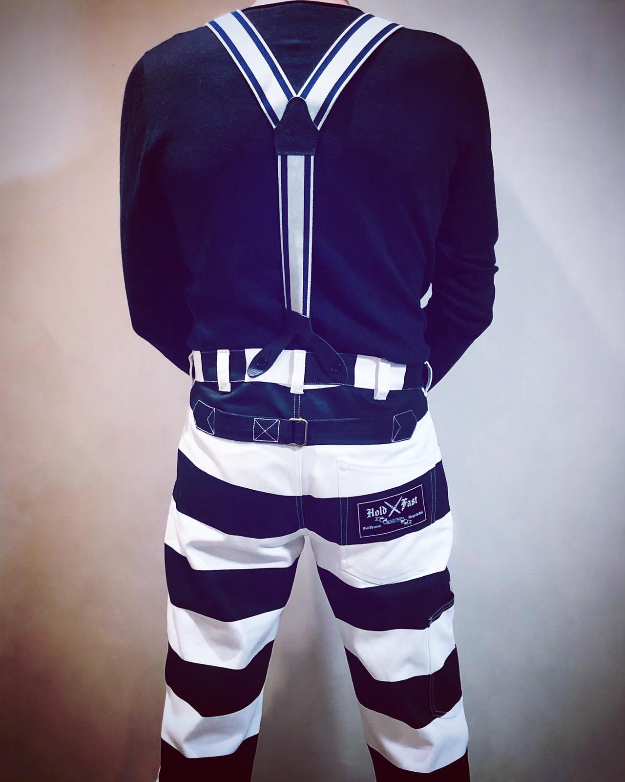 Hose-Sträfling-Hosenträger-fieser-Look-Halt-fest-zurück