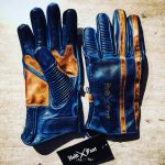 Gants moto cuir bleu petrole 1971 Le Mans Hold Fast
