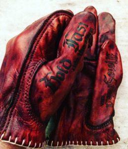 Gants cuir moto rouge Red Bloody 1936 Hold Fast