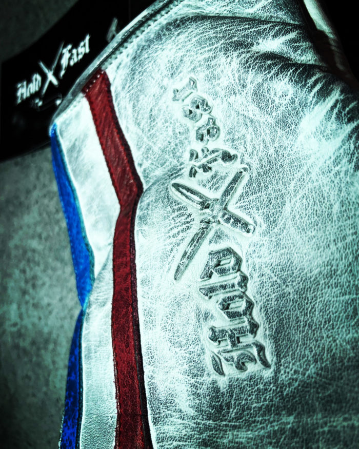 Gants moto Cuir Blanc 1971 Le Mans - dos de la main - Holdfast