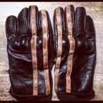 Black leather motorcycle gloves 1971 Le Mans Hold Fast cafe racer