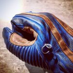 Gants Cuir Bleu Pétrole 1971 Le Mans - poing ferme - Holdfast