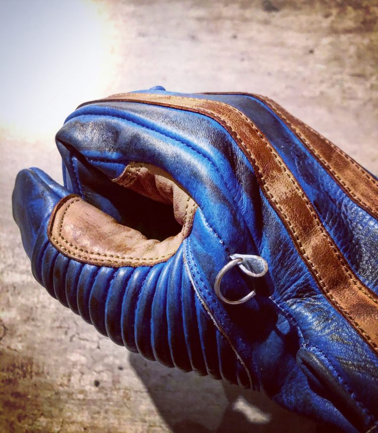 Gants Cuir Bleu Pétrole 1971 Le Mans - poing ferme - Holdfast