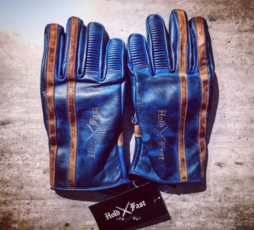 Gants Cuir Bleu Pétrole 1971 Le Mans - paume - Holdfast