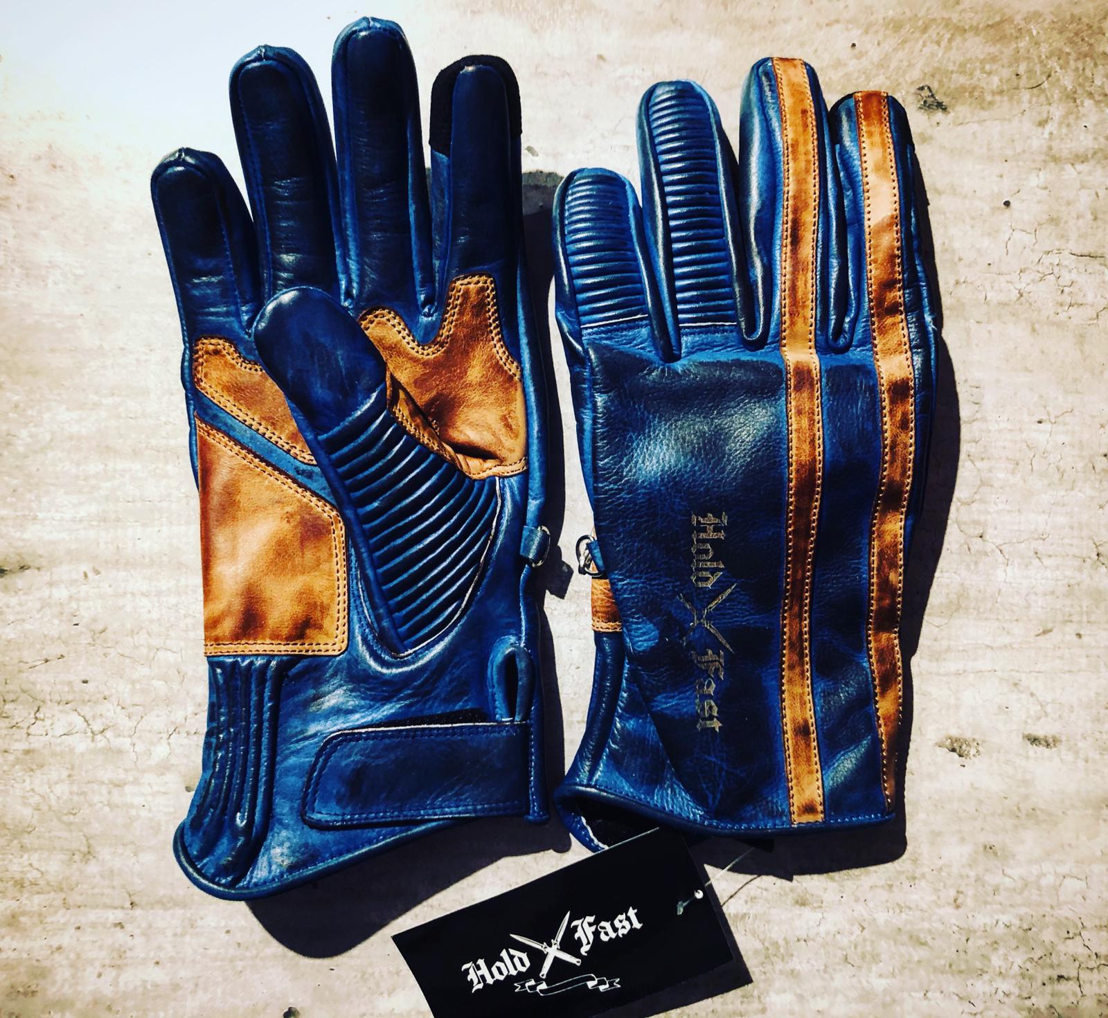 Gants Cuir moto Bleu Pétrole "1971 Le Mans" ultra-patina – Image 5
