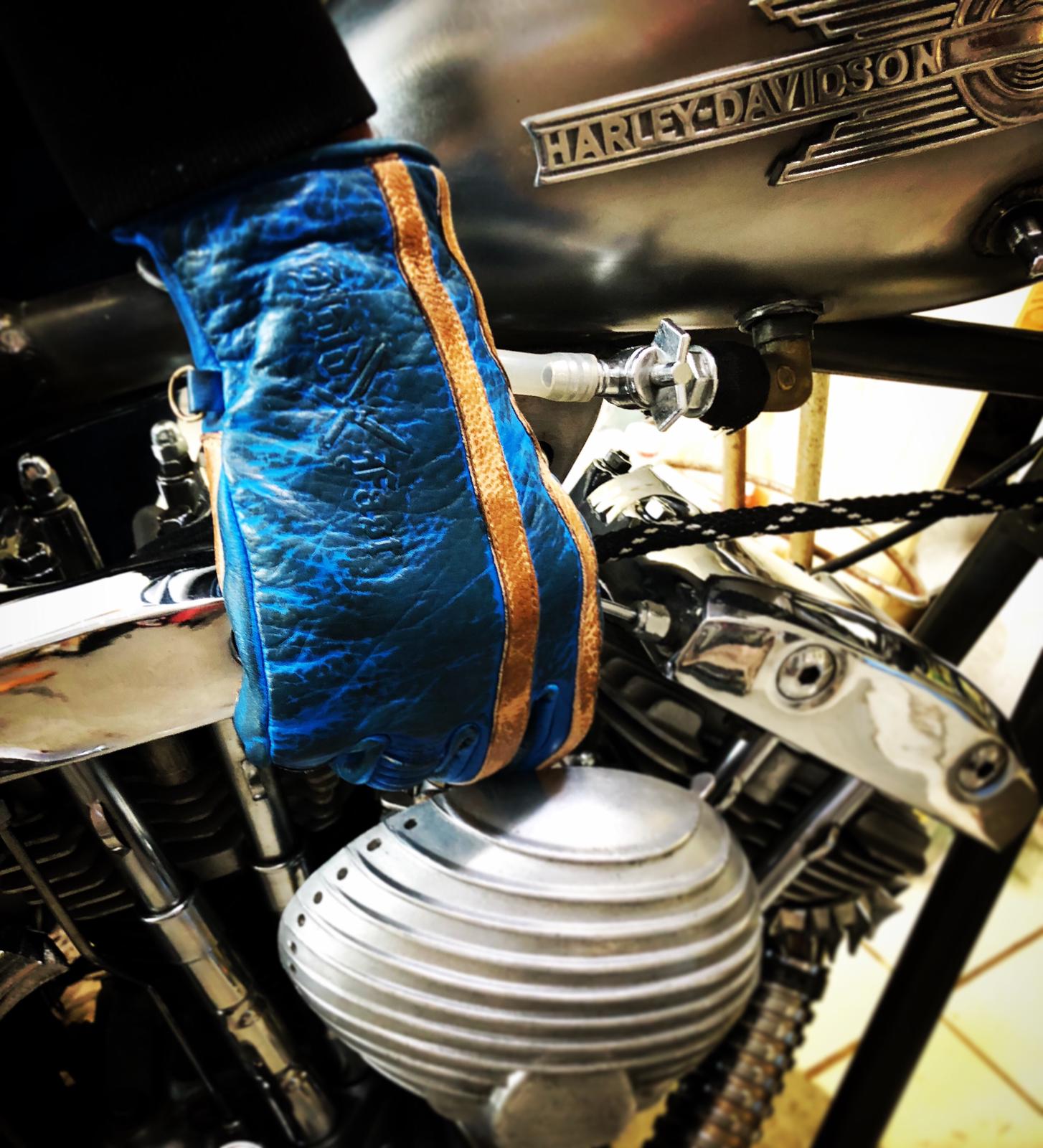 Gants Cuir moto Bleu Pétrole "1971 Le Mans" ultra-patina – Image 6