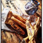 Gants cuir bronze 1936 Hold Fast Motostuka - detail coutures - Holdfast