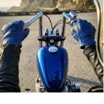 GANTS MOTO CUIR 1340 HOLD FAST TATTOO BLEU PETROLE — vue 2