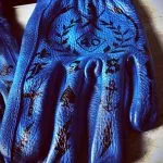 motorfiets-leren-handschoenen-vintage-tattoo-blauw-tattoo-holdfast-detail