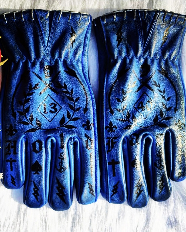 gants-cuir-moto-vintage-tattoo-bleus-tatouage-holdfast-motostuka-japan