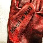 1340 HOLD FAST TATTOO RED PATINA LEATHER GLOVES - side view - Holdfast
