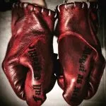 1340 HOLD FAST TATTOO RED PATINATED LEATHER GLOVES - palm - Holdfast