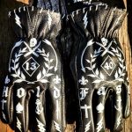Guanti da motociclista in pelle nera tatuata 1340 Tattoo Hold Fast