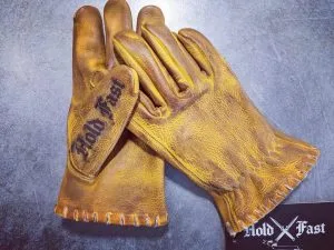 Gants cuir vintage jaune 1936 HOLD FAST BOARDTRACK - S