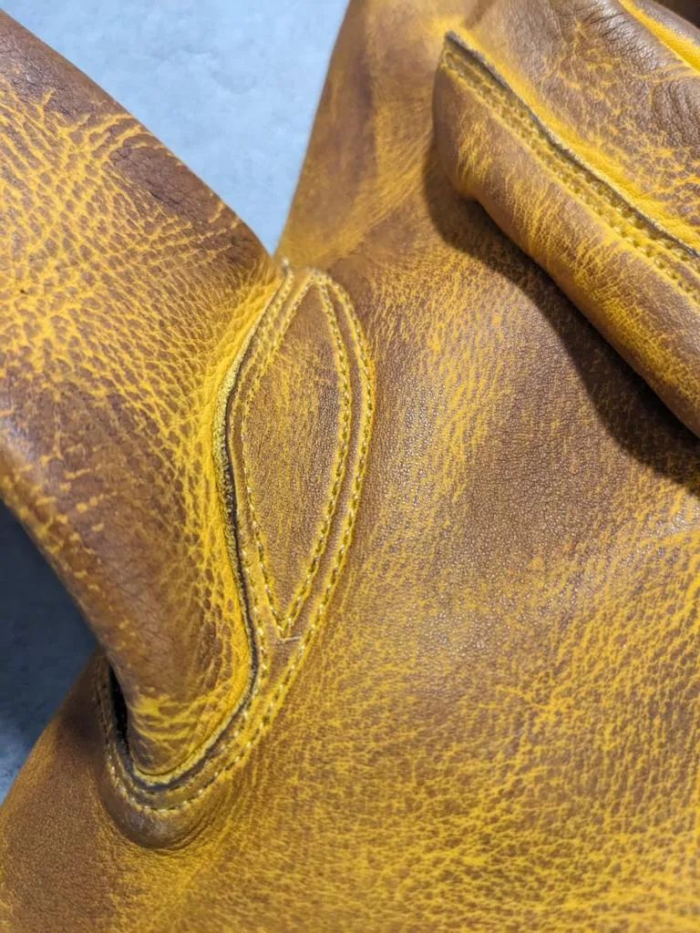 Motorcycle-leather-vintage-old-school-holdfast-yellow-breathable-France gloves