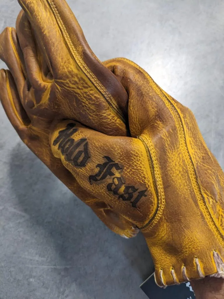 Motorcycle gloves-leather-vintage-old school-holdfast-jauness-school of cool-France