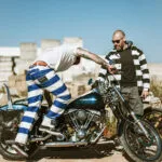 blue denim prisoner biker pants holdfast