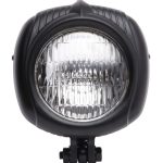 Vintage black bobber motorcycle headlight with white optics - View 6 - Holdfast