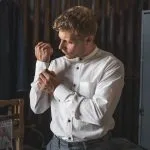 Camisa Pike Brothers 1923 Buccanoy de chambray blanco - detalle de cuello y botones - ropa de trabajo vintage Holdfast