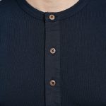 Pike Brothers 1927 Henley Shirt Long Sleeve Mojave Blue - detail col et boutonnage - vintage workwear Holdfast