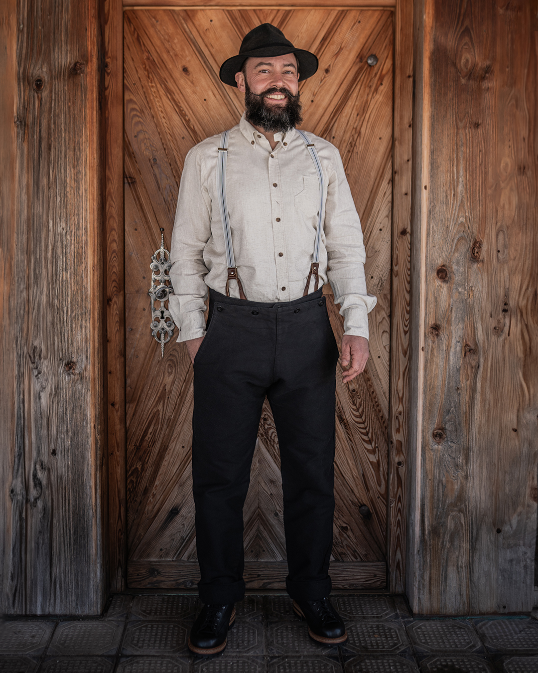Workshop pants Pike Brothers 1935 Machinist Trousers Elephant Skin Black detail - sizes