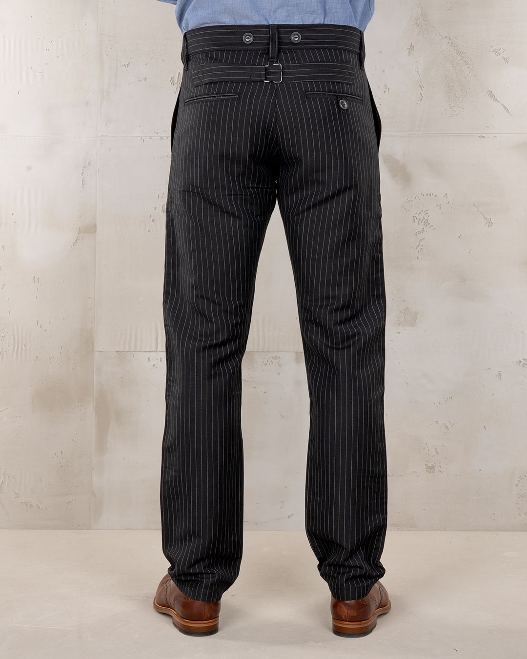 Pike Brothers 1947 Harvester Trousers Chicago Black profile view - workwear pants size guide