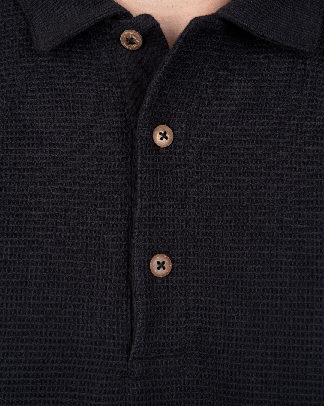 Pike Brothers 1963 Polo Shirt Royal Black - detail matiere tissu - vintage workwear Holdfast