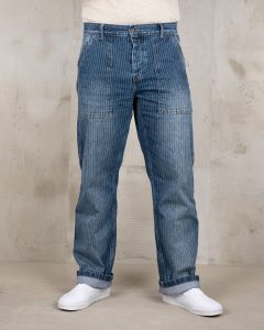 Pike Brothers 1967 Utility Trousers Blue Wabash Rinsed - vue face