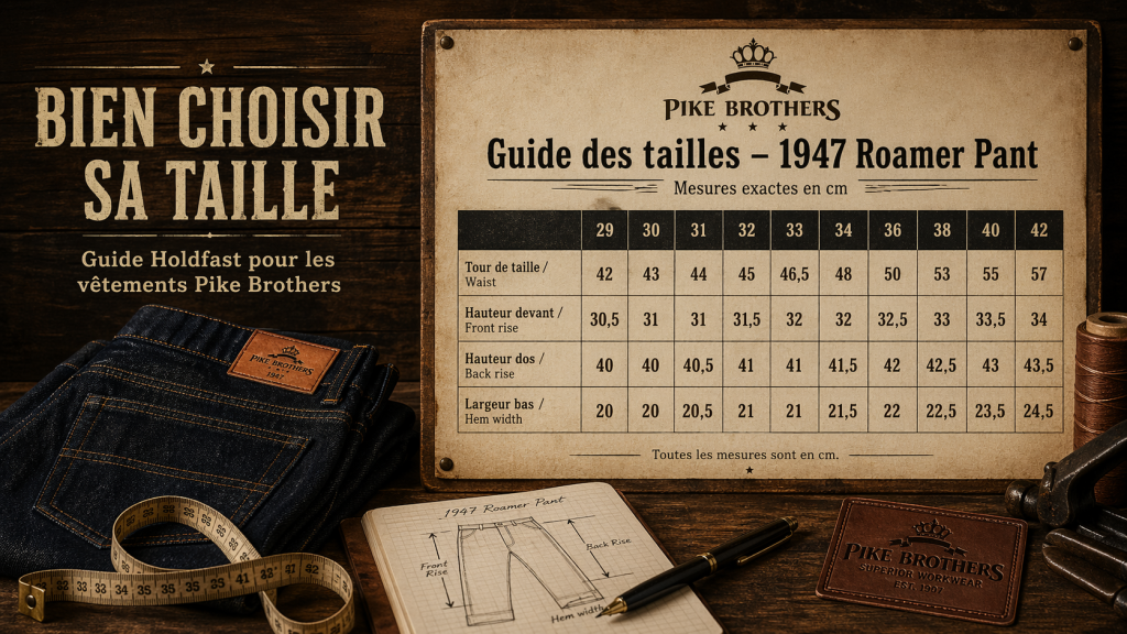 Size Guide - Pike Brothers - 1947 Roamer Pant 21oz Indigo