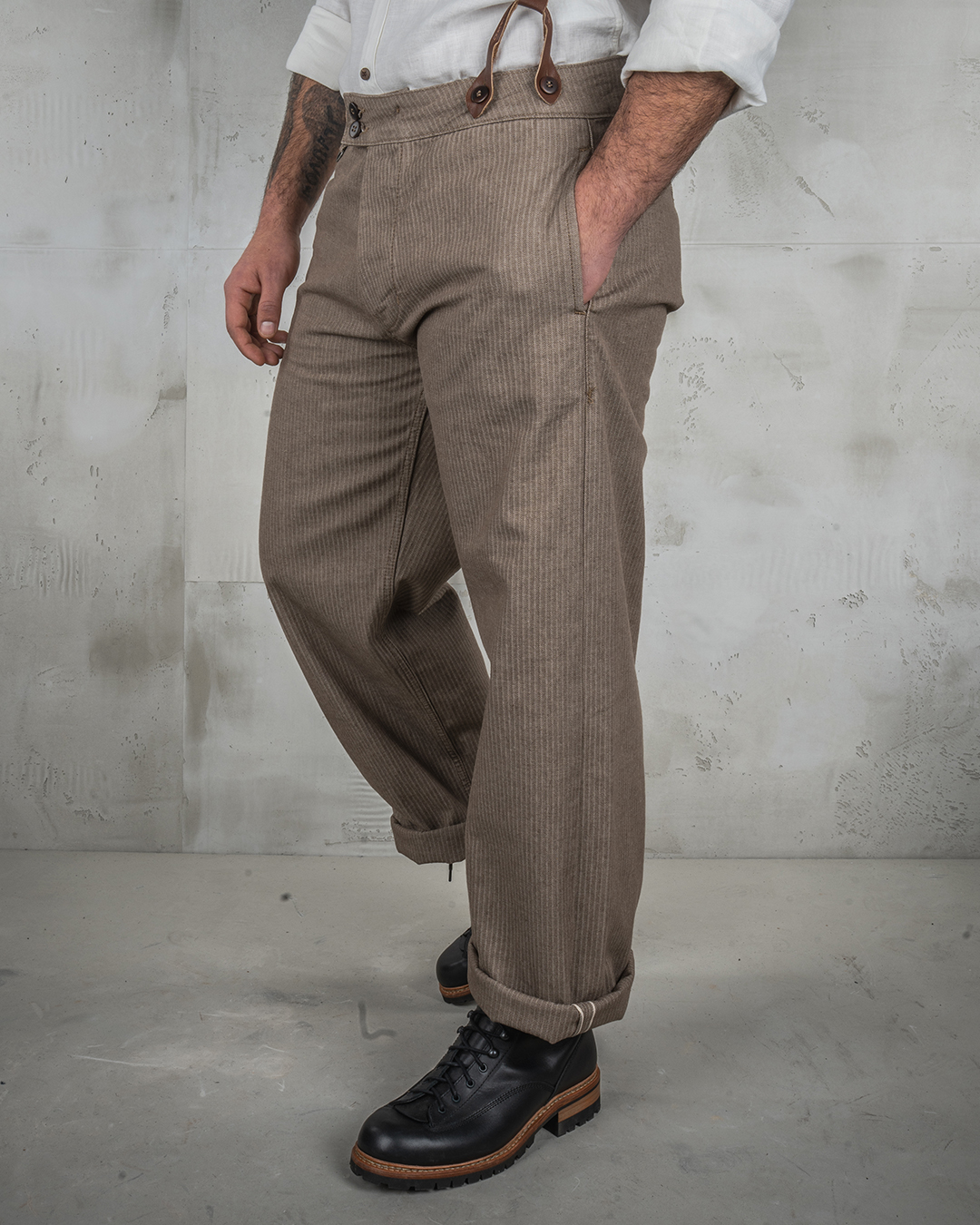 Pike Brothers 1905 Hauler Pant HBT Brown - vue du00e9tail