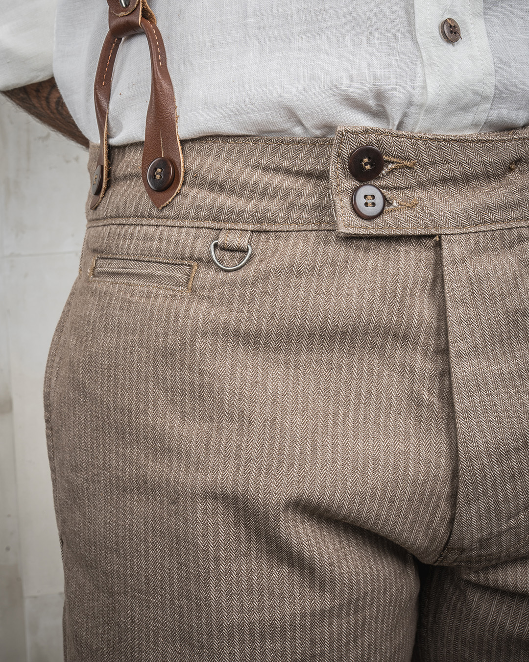 Pike Brothers 1905 Hauler Pant HBT Brown - portu00e9e dos
