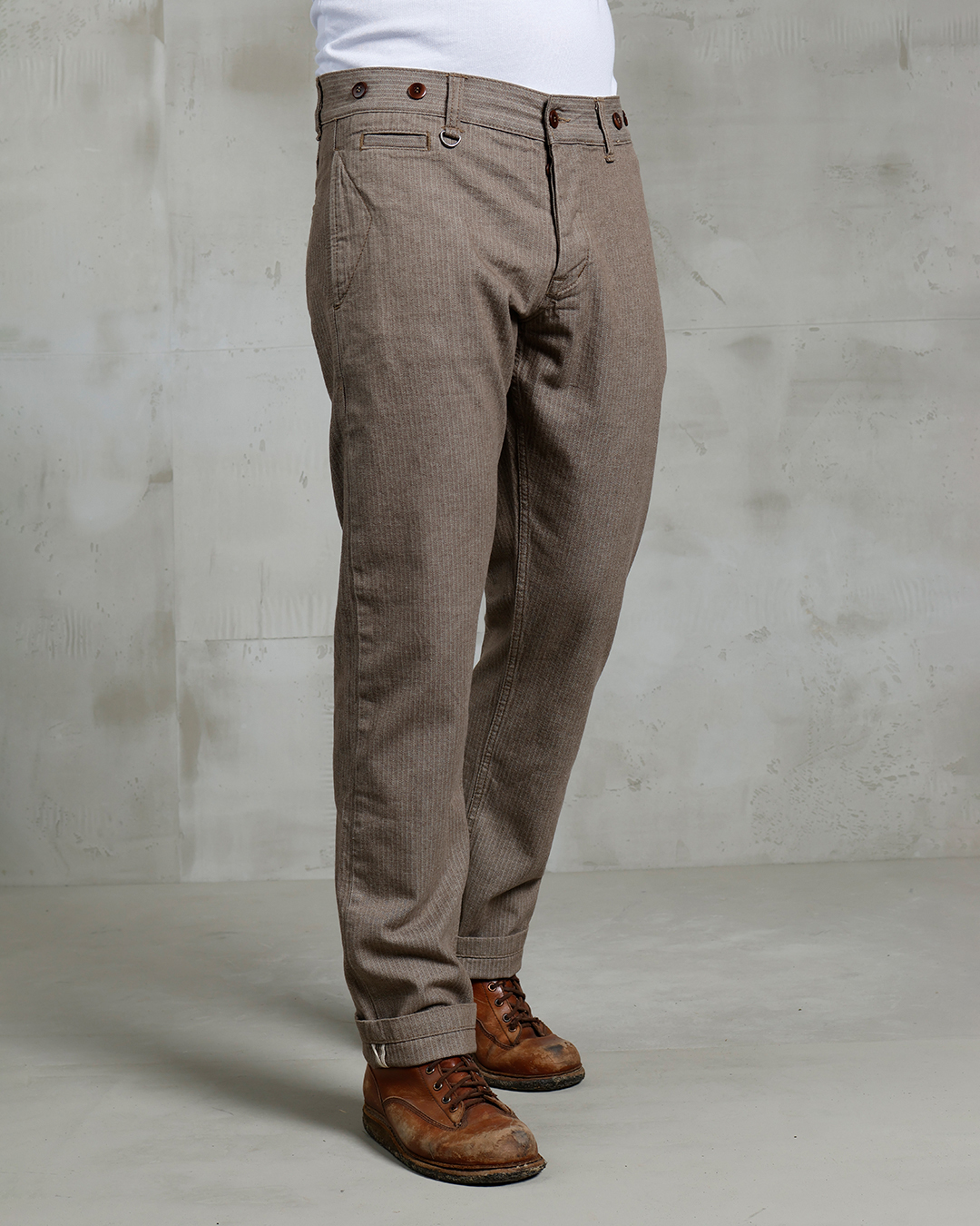 Pike Brothers 1947 Harvester Trousers HBT Brown - vue dos