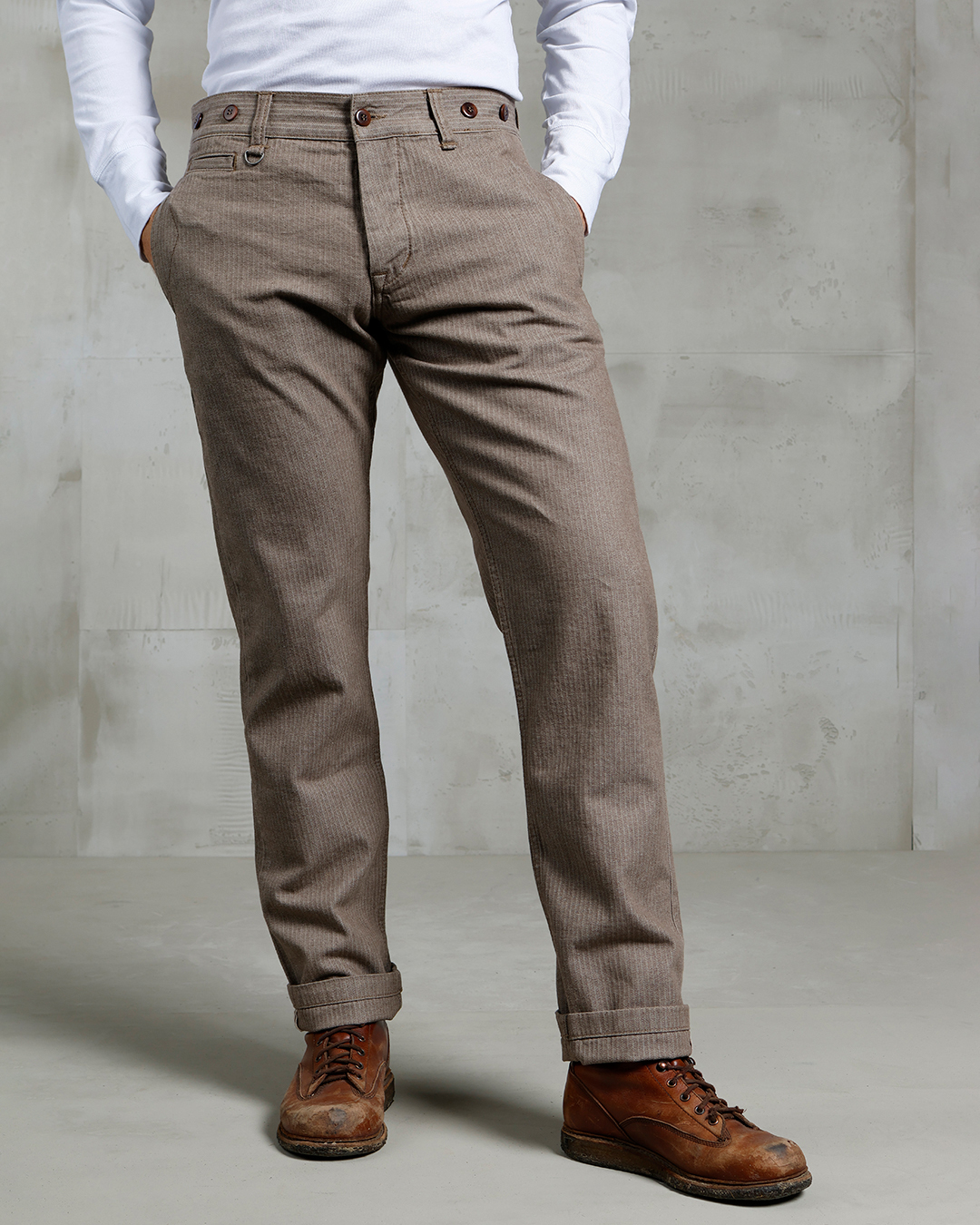 Pike Brothers 1947 Harvester Trousers HBT Brown - vue cote