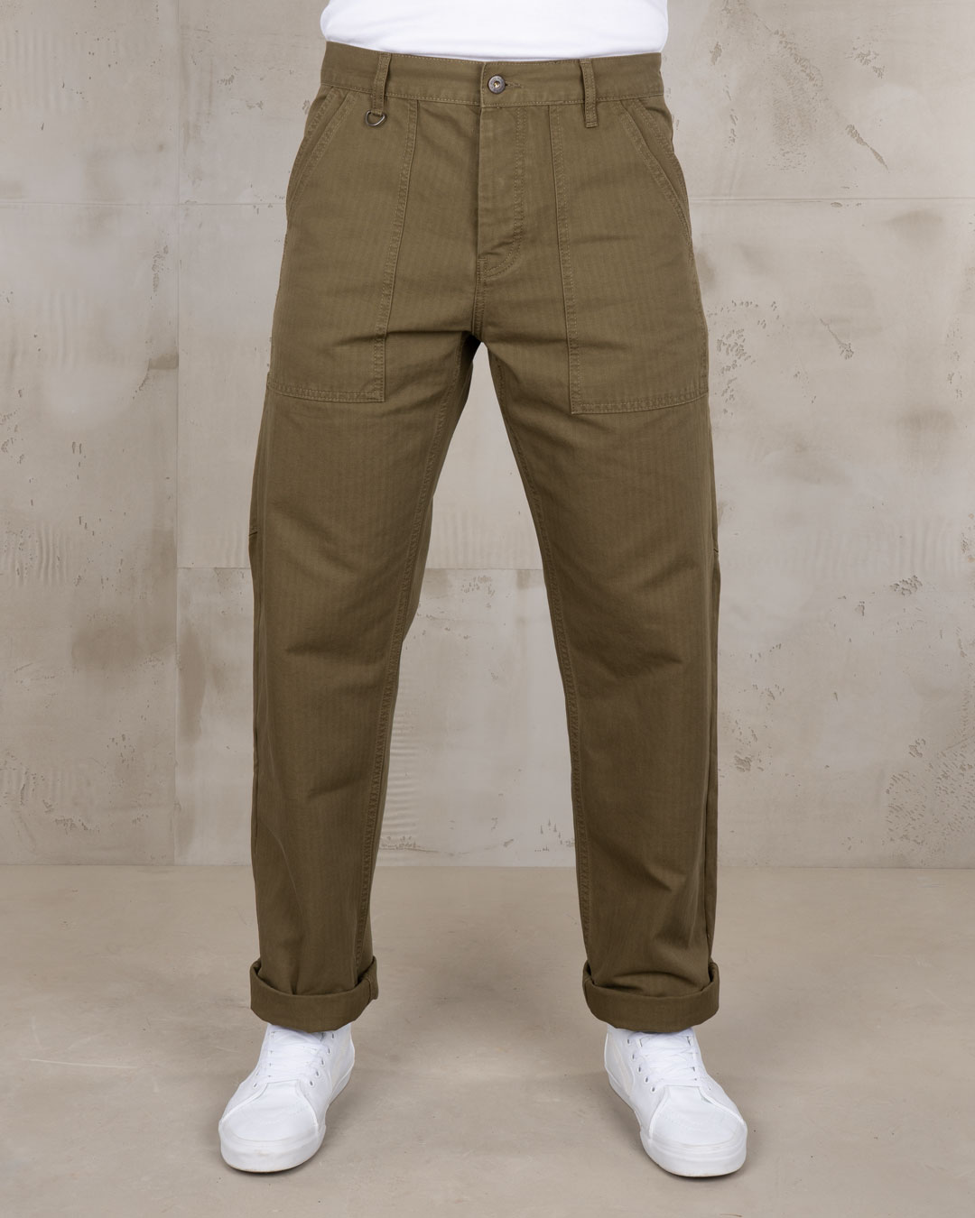 Pantaloni utility Pike Brothers 1967 HBT Olive - vista frontale