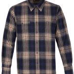 Pike Brothers 1937 Roamer Shirt Blue Beige Check Flannel - du00e9tail col